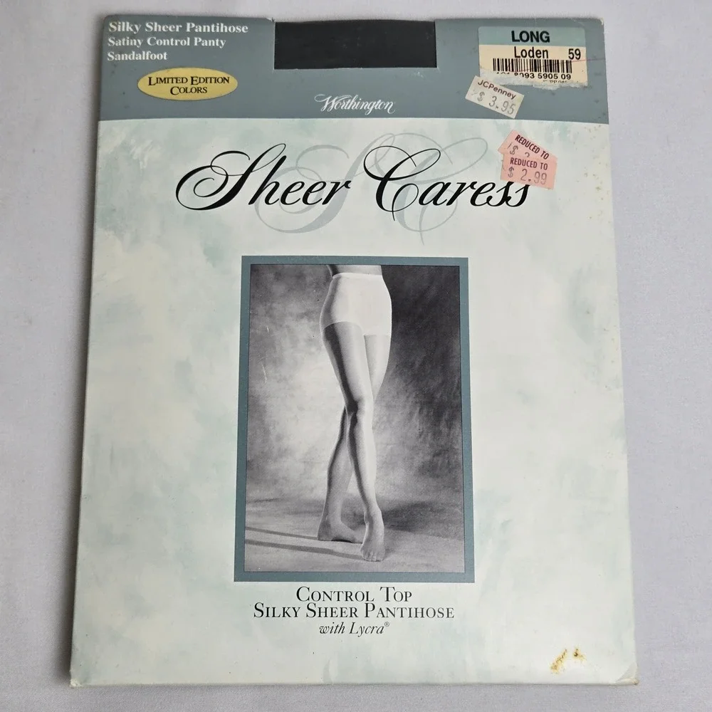 Worthington Sheer Caress Control Top Silky Sheer Pantihose,‎ 2 Pairs Vtg New